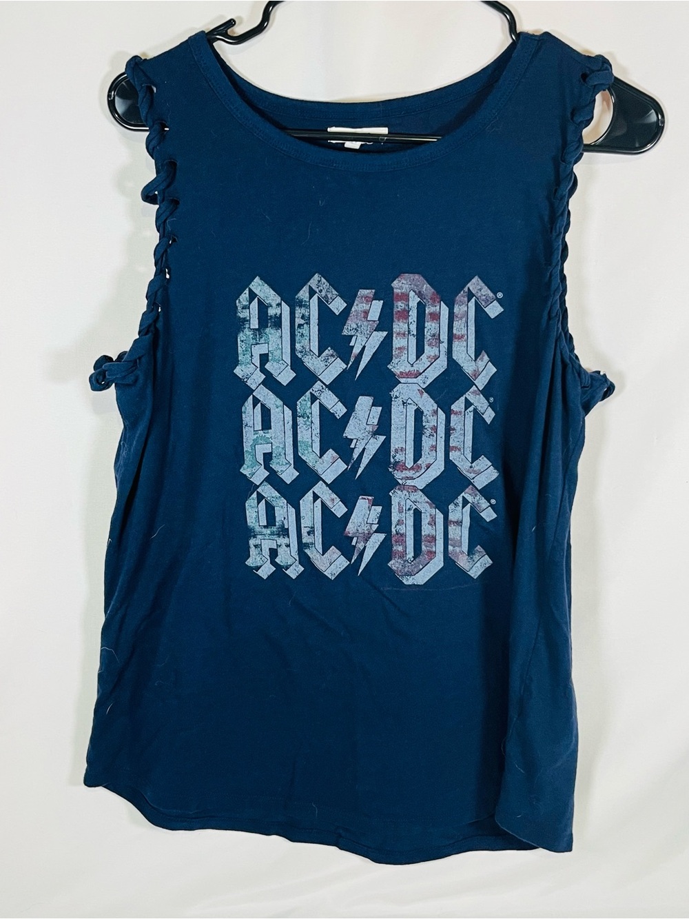 Maurices Navy AC/DC Graphic Sleeveless Tank with Side Tie Details